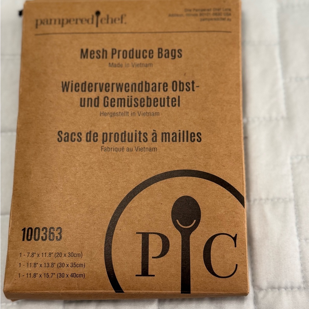 Pampered Chef Brown Mesh Produce Bags